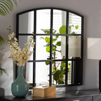 Baxton Studio RXW-10391-Black Barrington Modern and Contemporary Black Finished Metal Accent Wall Mirrorc